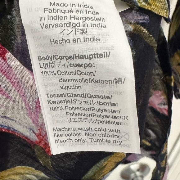 NWT J.Crew Navy Floral Swim Beach Tunic Cover Up Blouse Lightweight Cotton Sz S - Picture 7 of 7